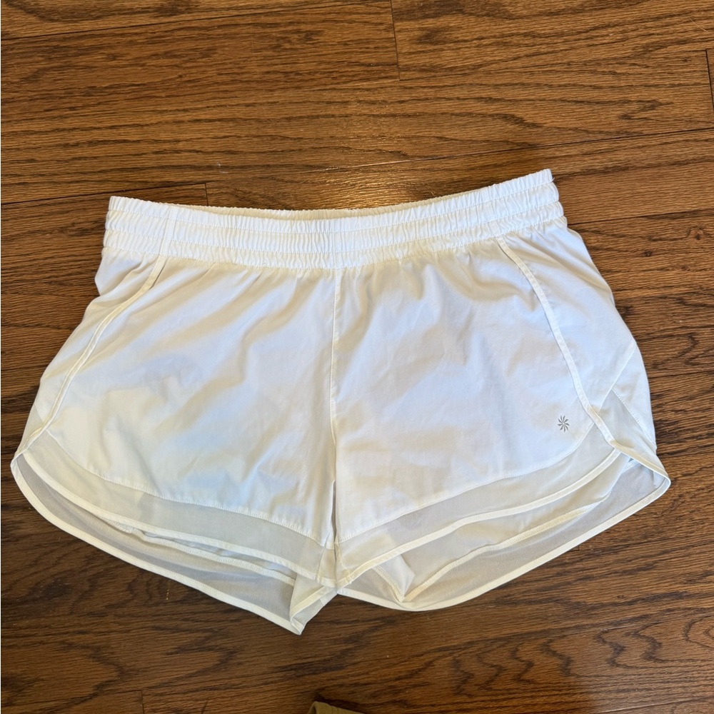 Athleta Women's White Mesh Racer Athletic Shorts - L